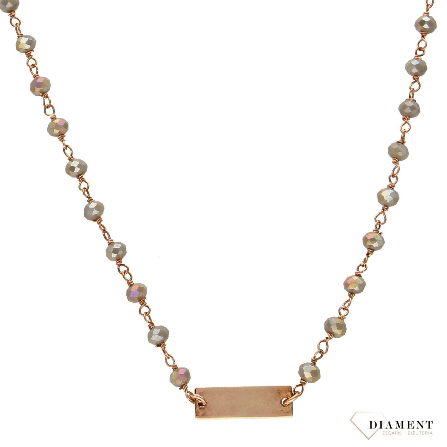 Naszyjnik srebrny z blaszką do graweru koraliki Dall'Acqua C RM 19899 0115.jpg